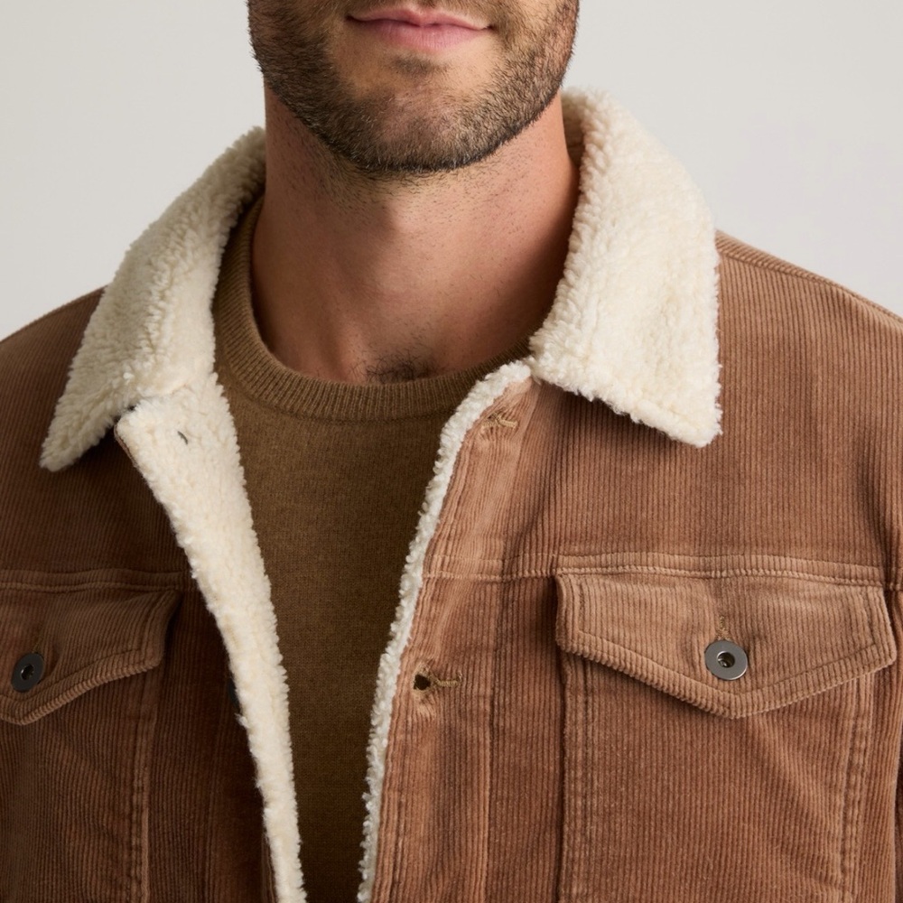 GAP Men's Brown Corduroy Jacket with Sherpa Collar